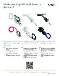 Thumbnail of document Data Sheet - LF Miniature Float Switches